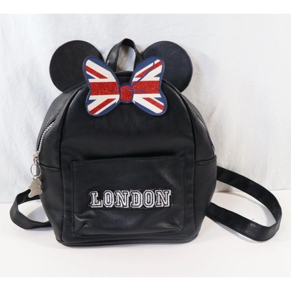 DISNEY BACKPACK MINNIE MOUSE BAG LONDON Bow British Flag 11" Primark Bag